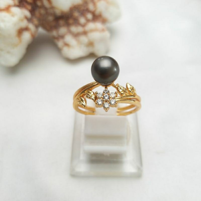 CINCIN MUTIARA LOMBOK AIR LAUT GRADE C HITAM TAHITIAN