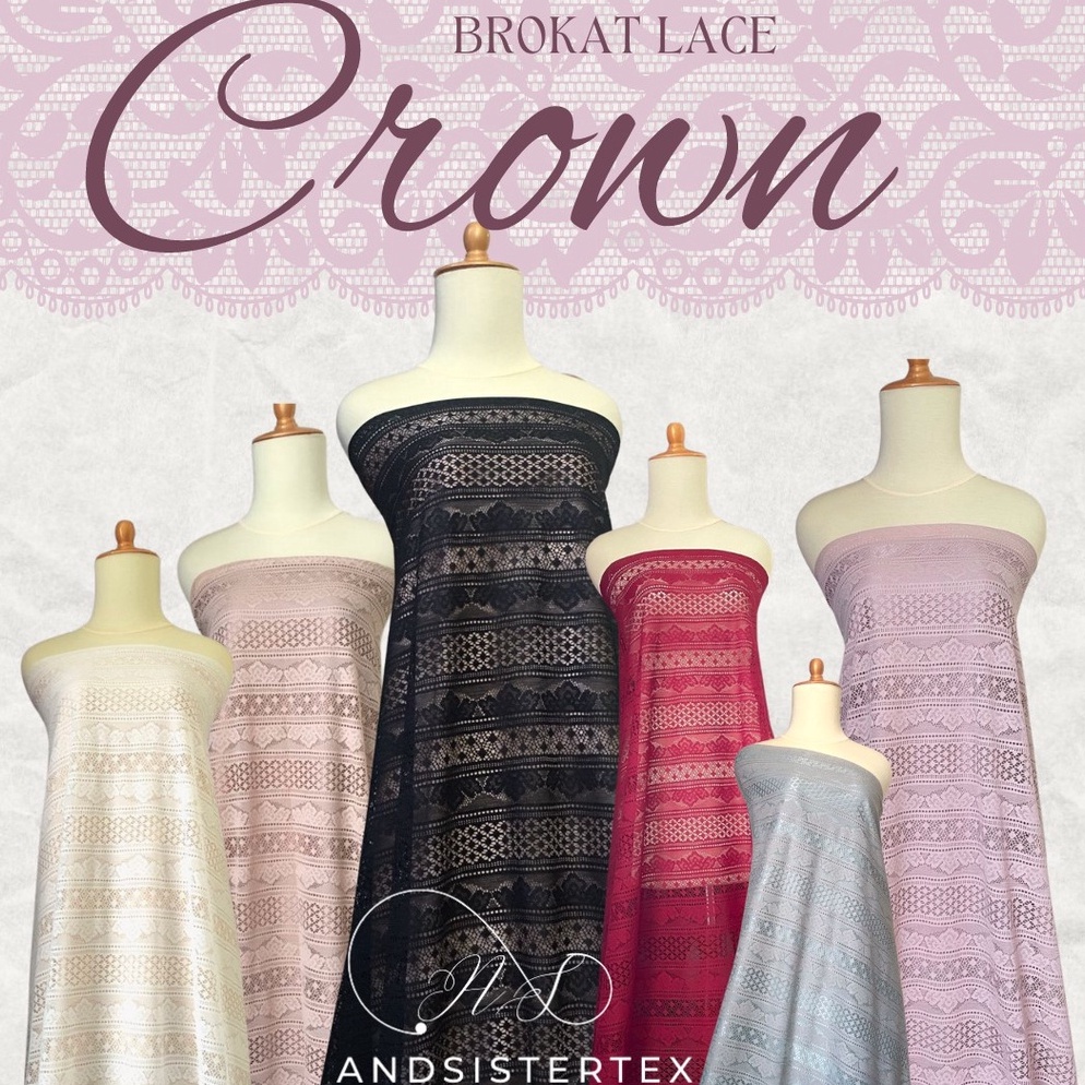MURAH LEBAY Kain Brokat Lace Crown Lavender Coksu Hitam Dusty Purple