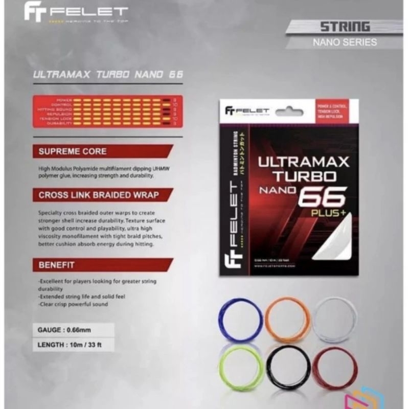 Senar Raket Badminton Felet Ultramax Turbo Nano 66