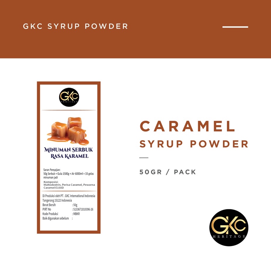 

GROSIR Bubuk Sirup Karamel Caramel Powder Syrup Serbuk Minuman Powder Drink sudah HALAL GKC Heritage 5 gram