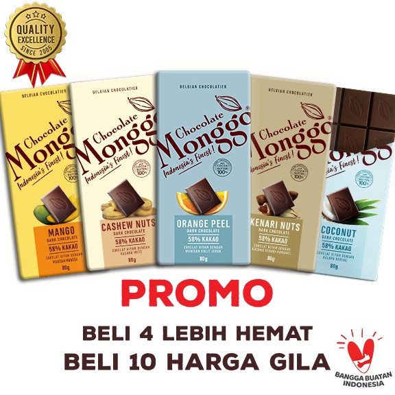 

MURAH LEBAY Chocolate Monggo Cokelat Buah Kacang 24 Flavours Coklat Murni 1 Cocoa Butter Fruit Nuts Artisan Indonesia Tablet 8gr