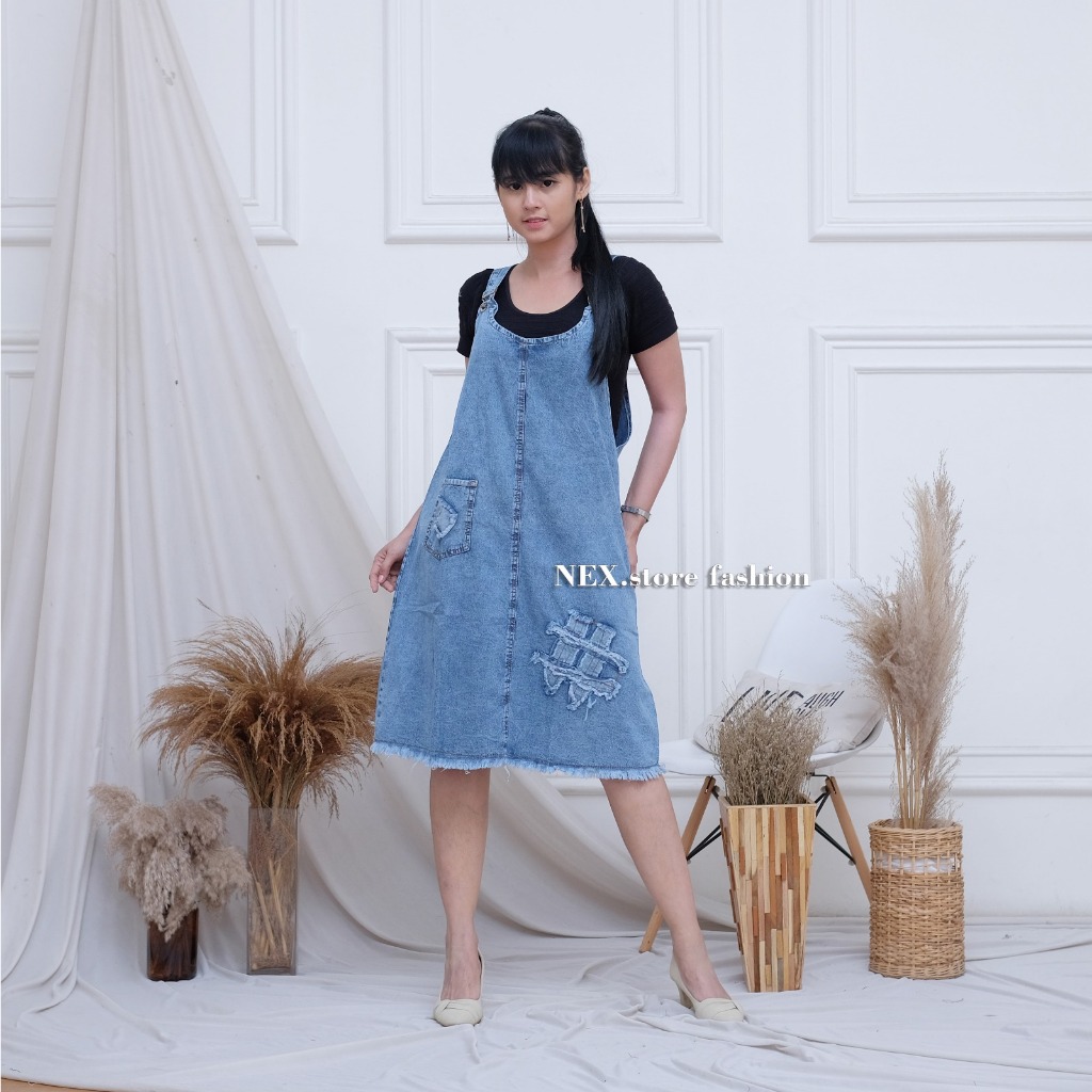 OVERALL JEANS BAJU KODOK WANITA TERBARU GAUNI ROK