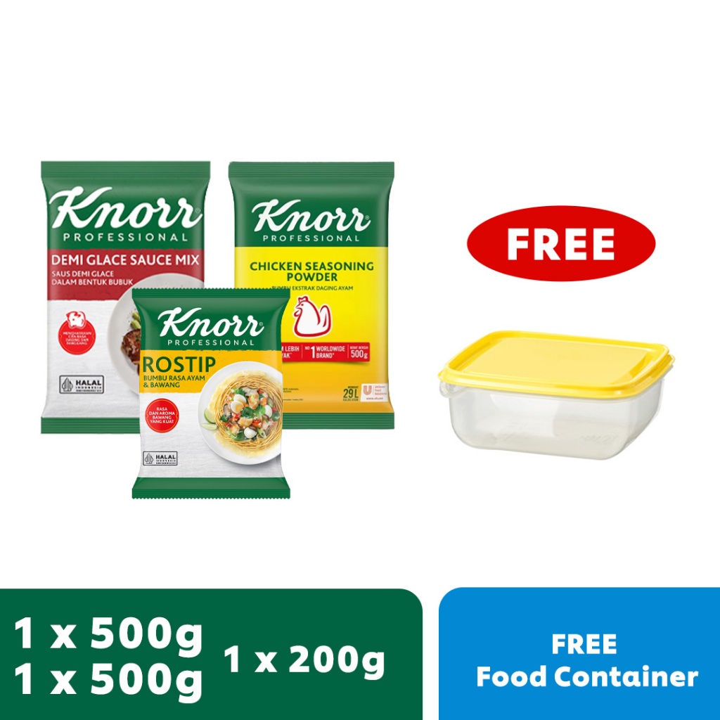 

Knorr Chicken 500G + Demiglace 500G + Rostip 200G Free Food Container