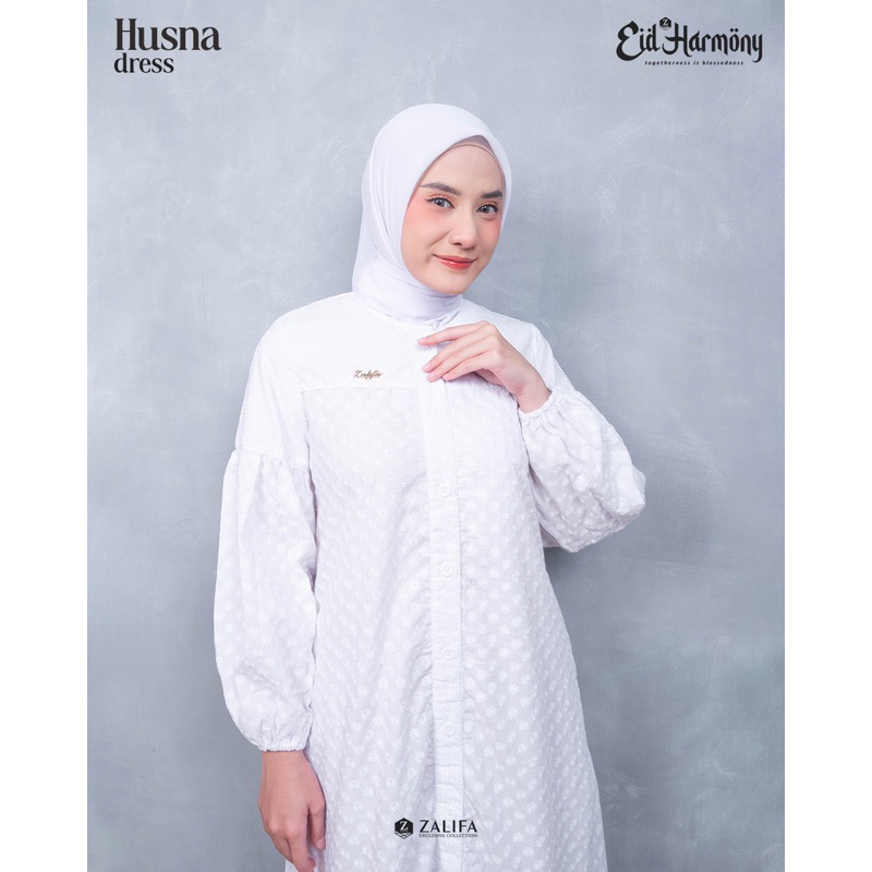 DRESS HUSNA BROOKAT ZALIFA TERBARU GAMIS LEBARAN