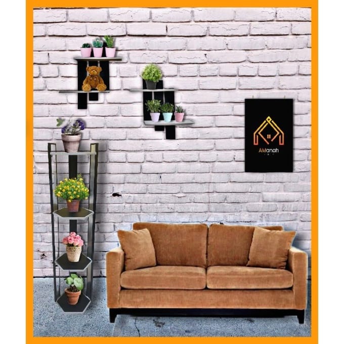 RAK LANTAI KAYU HEXAGONAL 4 TINGKAT - RAK PAJANG MODEL HEXAGONAL MINIMALIS SERBAGUNA