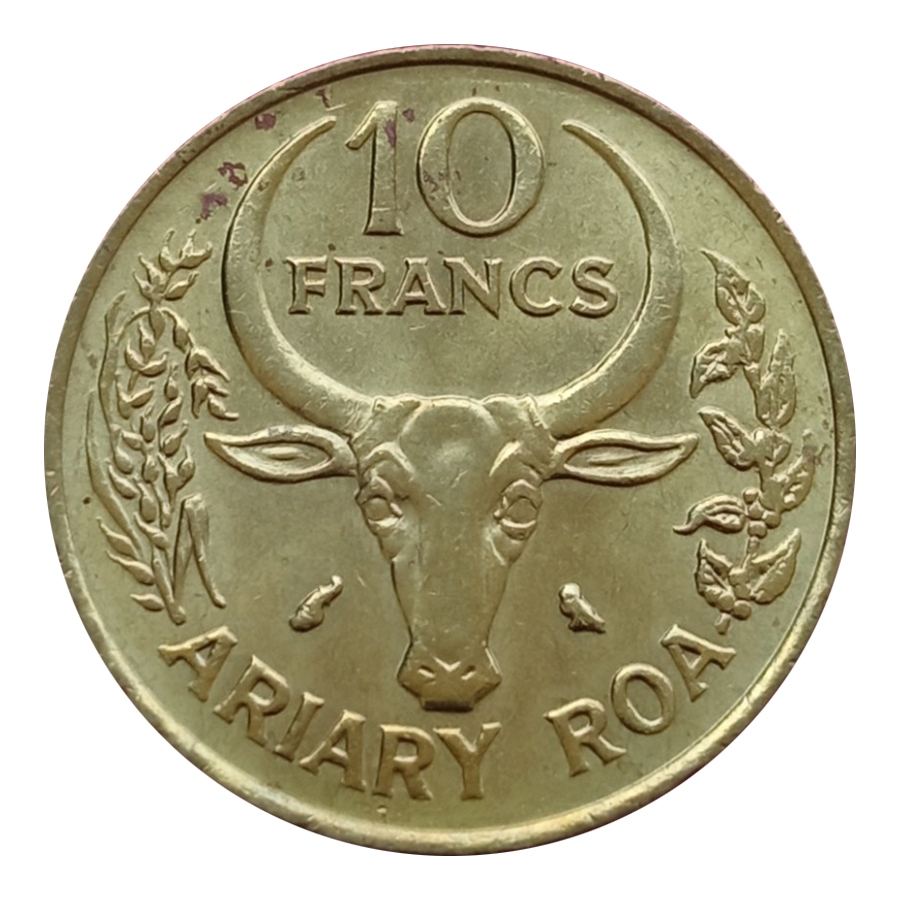 Koin Kuno Madagascar 10 Francs 1989 Vanili