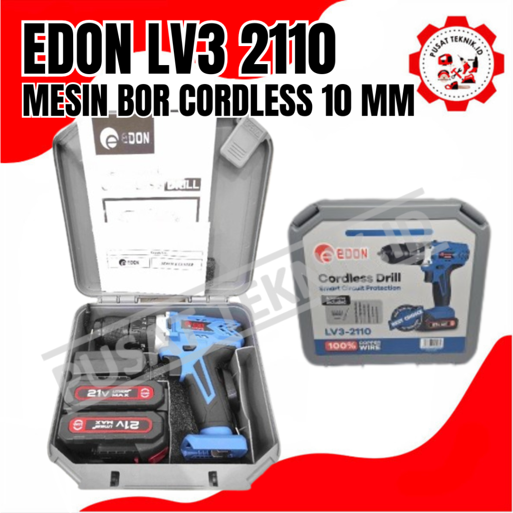 LV3 2110 BOR BATERAI EDON LV3 2110 IMPACT CORDLESS DRILL 21V PUSAT TEKNIK ID