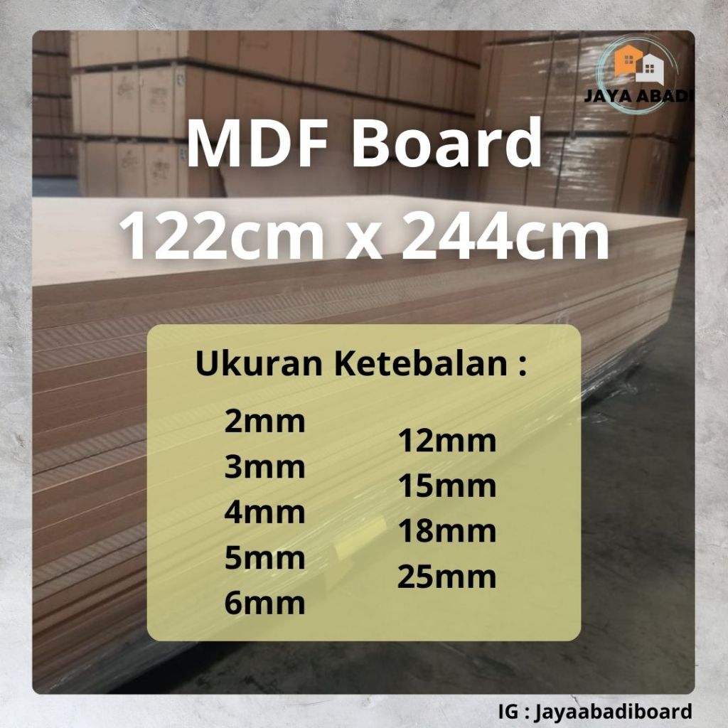 MDF Board / Papan MDF Kayu Olahan 122cm x 244cm Ketebalan 2mm s/d 3mm