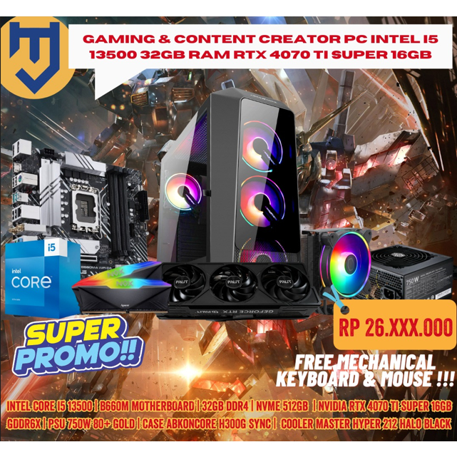 Gaming &amp; Content Creator PC Intel I5 13500 32GB RAM RTX 4070 TI Super 16GB.
