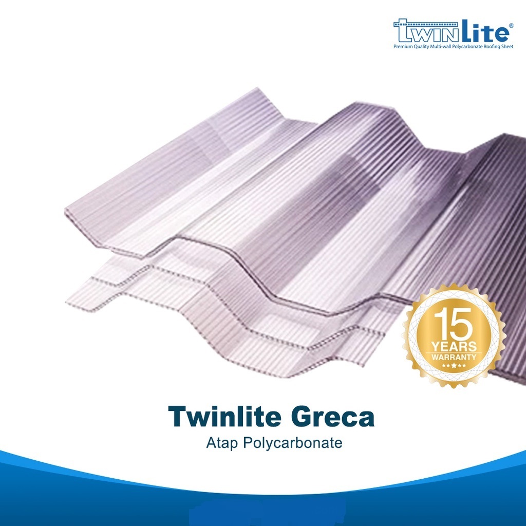 twinlite gelombang greca atap transparan polycarbonat 6mm clear