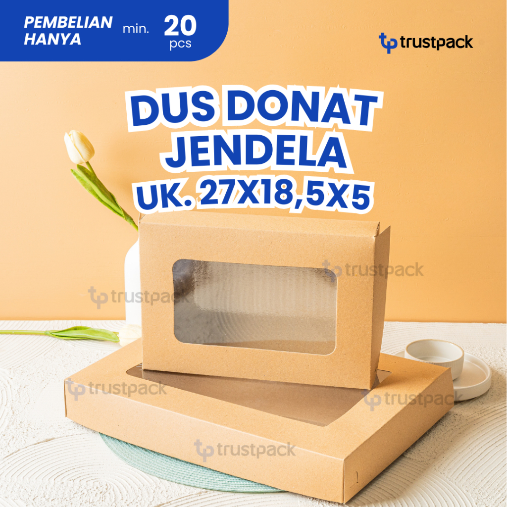 

Dus Donut Kraft Laminasi 27x18.5x5// dus roti/ dus cookies/ dus kue