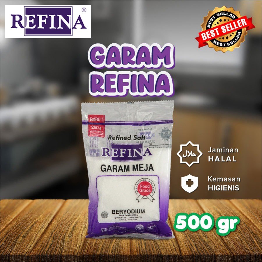 

Garam Meja REFINA refill halus yodium salt 500g 500 gram