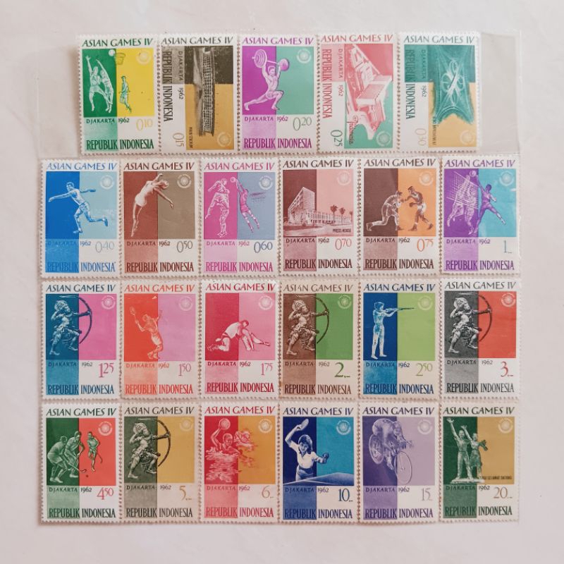 

(AB) Perangko Indonesia 1962 Asian Games ke 4 Set 24 pcs Mint (A)