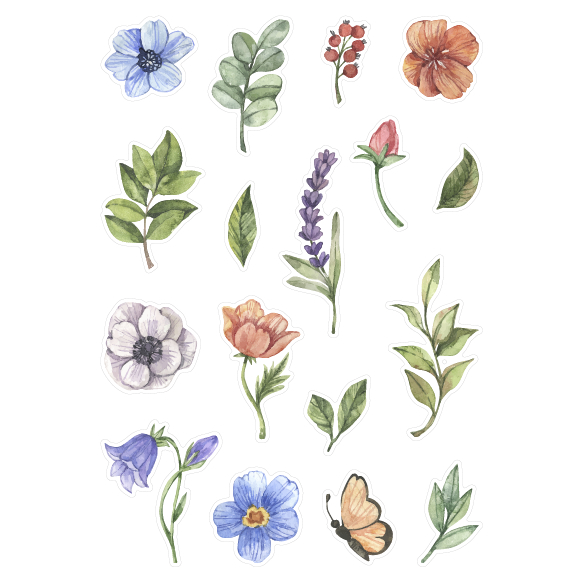 Sticker Bunga Sticker Flower Sticker Sheet Sticker Tempel Sticker HP Sticker Aesthetic