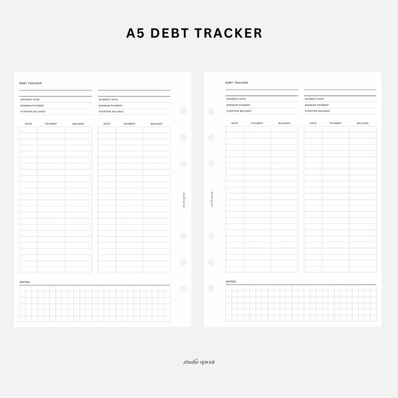 

A5 Debt Tracker - Loose Leaf Kertas Isi Binder Insert Refill