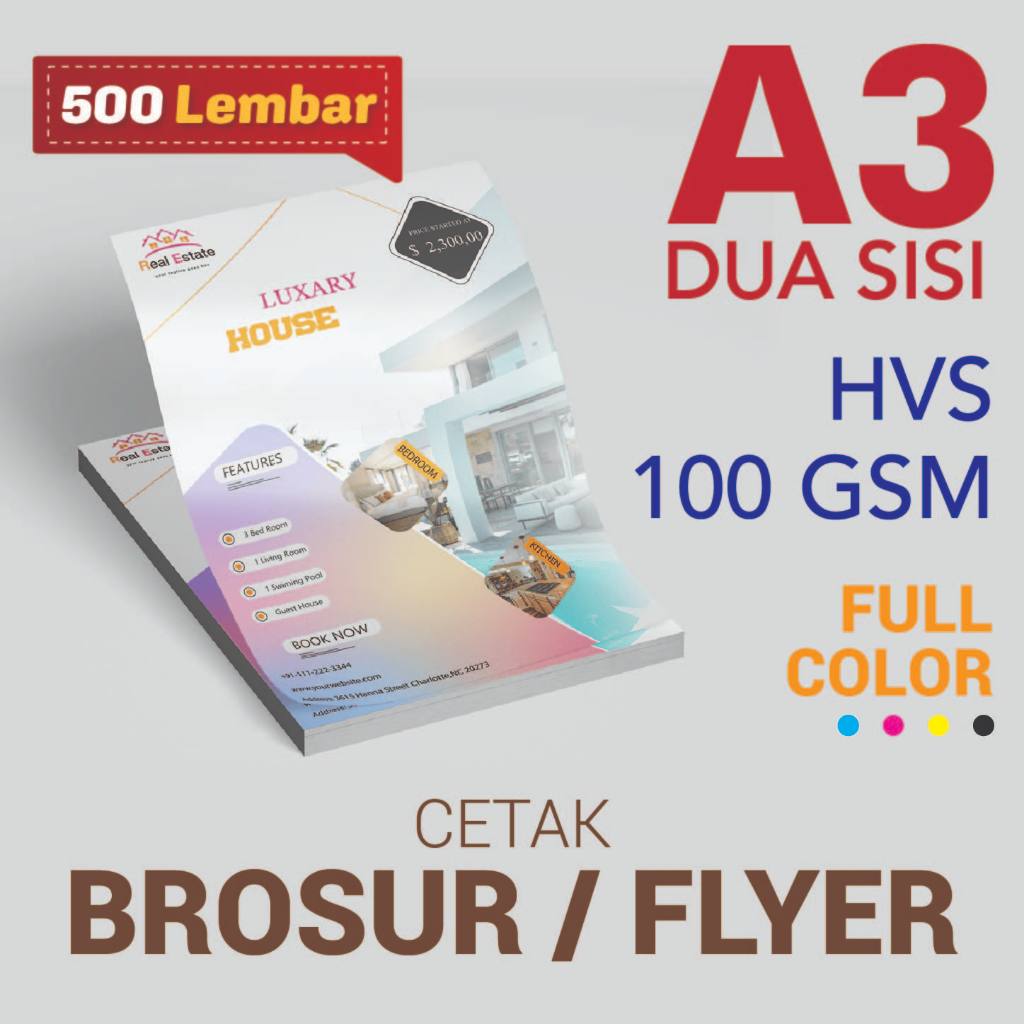 

CETAK BROSUR / FLYER A3 dua sisi bahan HVS 100 gsm