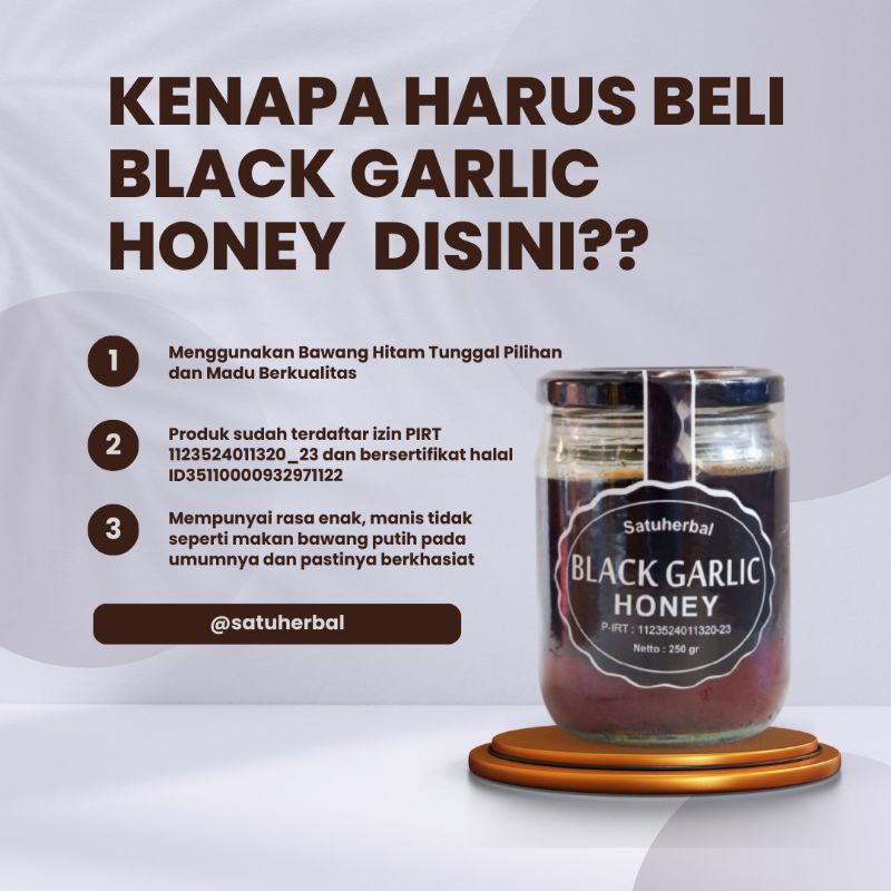 

Black Garlic honey satuherbal madu bawang hitam tunggal lanang laki Premium 250 gram