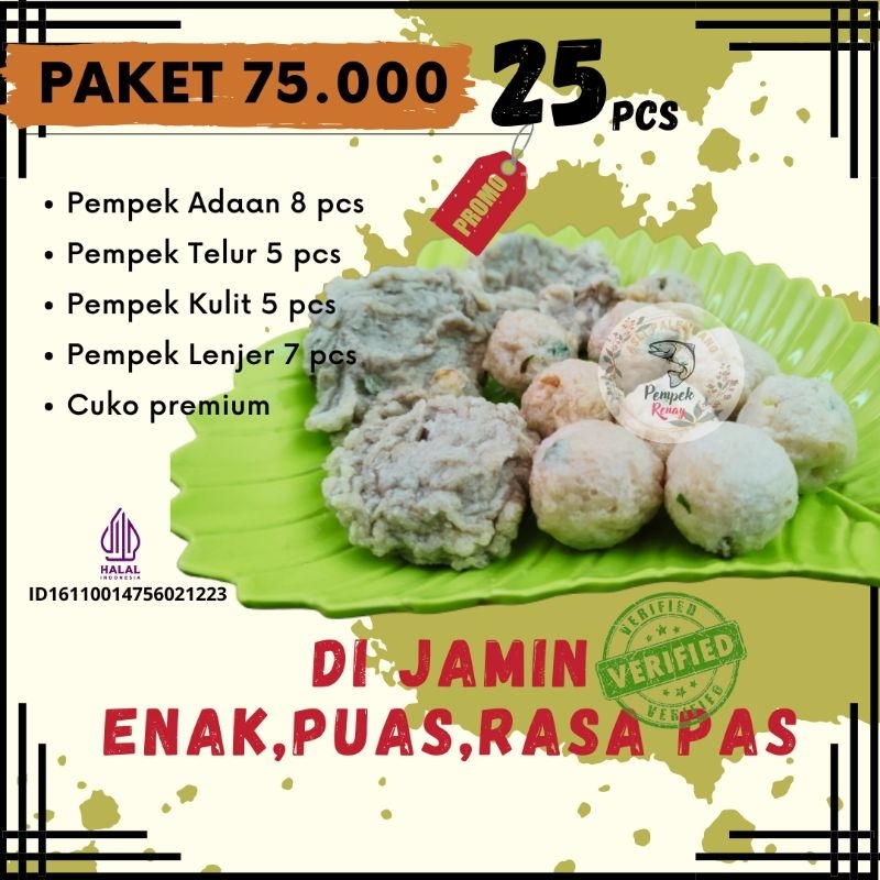 

Pempek renay candy emak indah palembang asli paket A isi 25 + cuko premium