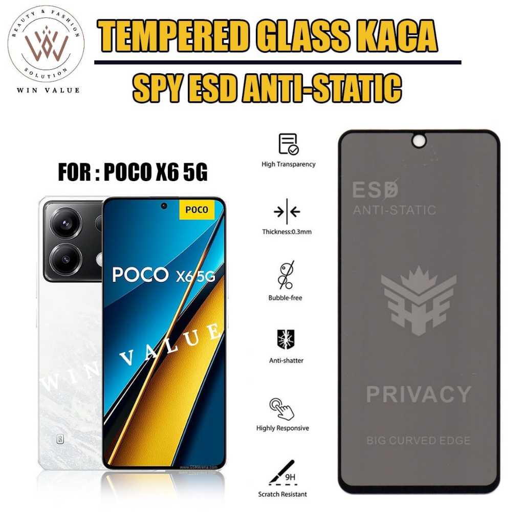 Poco X7 Pro 5G Poco X6 Poco X6 Pro Tempered Glass Antigores Spy ESD Anti static Poco X7 Pro 5G Poco 