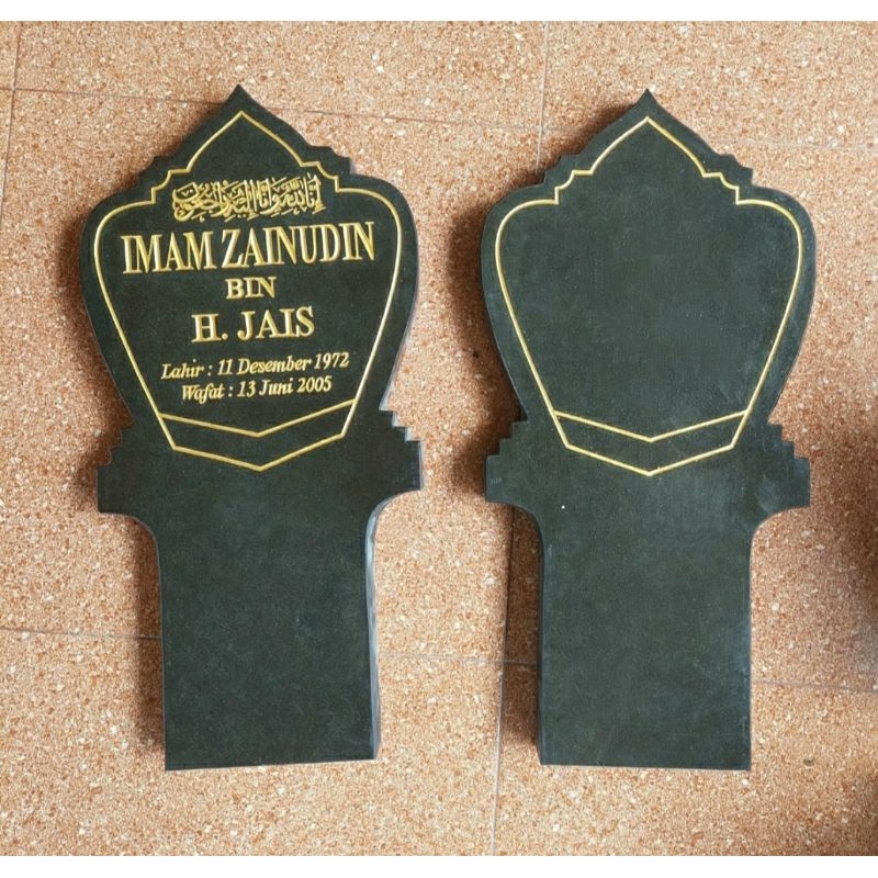 Nisan Makam Batu Granit Hitam Pipih