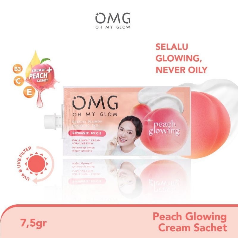 OMG Peach Glowing Cream Sachet 7,5 g - Pelembab Wajah