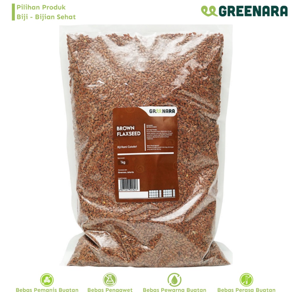 

NEW Greenara Biji Rami Coklat 1kg Natural Brown Flaxseed