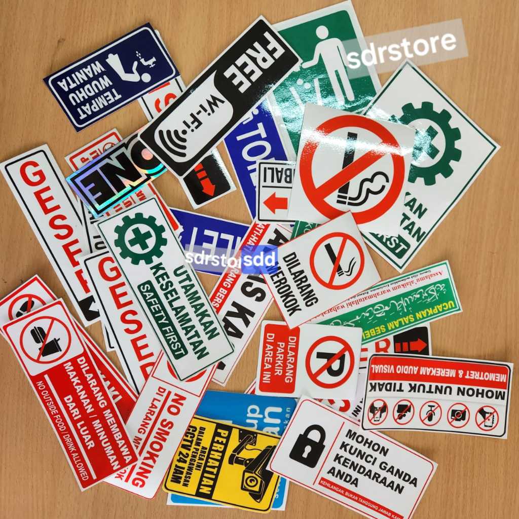 

stiker rambu stiker dilarang merokok dilarang parkir tempat wudhu cctv safety stiker peringatan