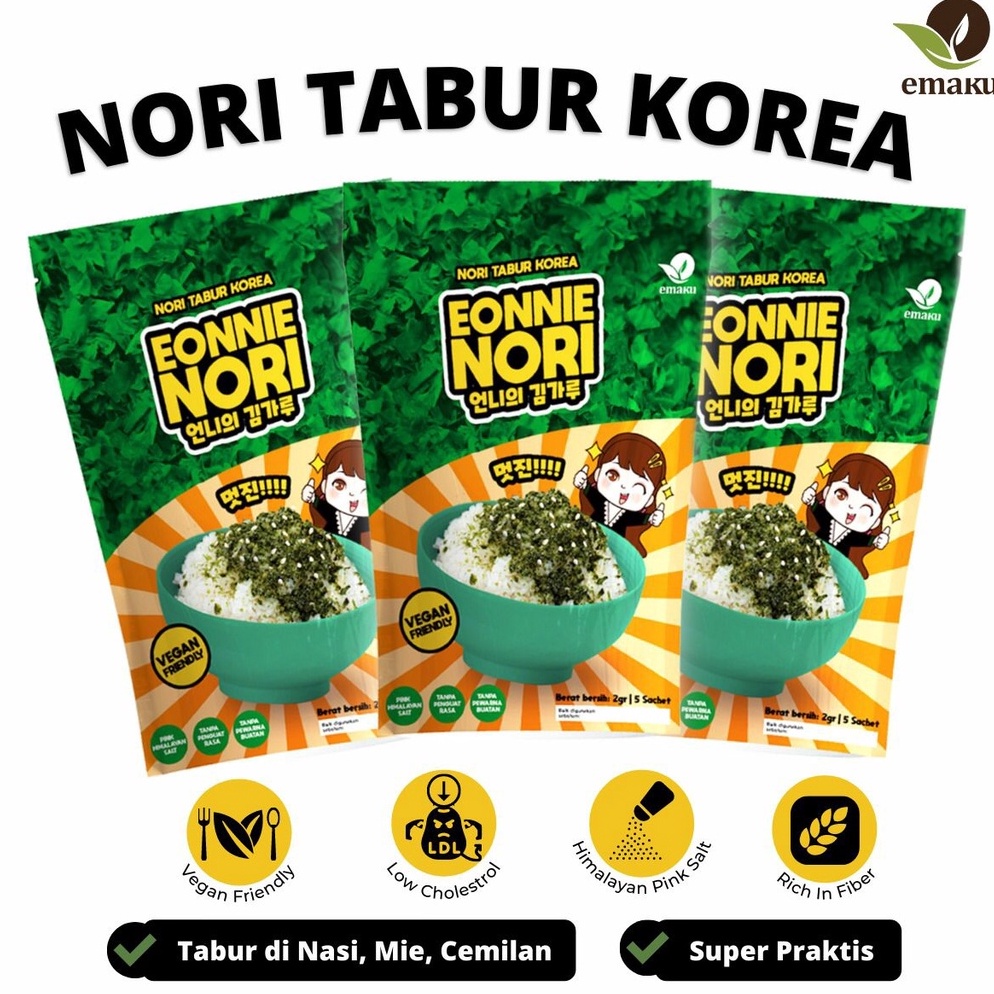 

FLASH SALE BUNDLING Emaku Eonnie Nori Paket Isi 3 Nori Bumbu Tabur Korea No MSG Bumbu Dapur Rumput Laut