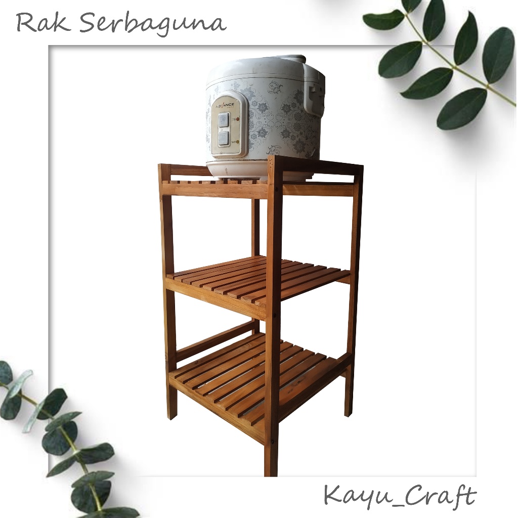 "DAIKU" RAK DISPENSER / RAK RICE COOKER /  RAK KAYU SUSUN 3 /  RAK KAYU JATI