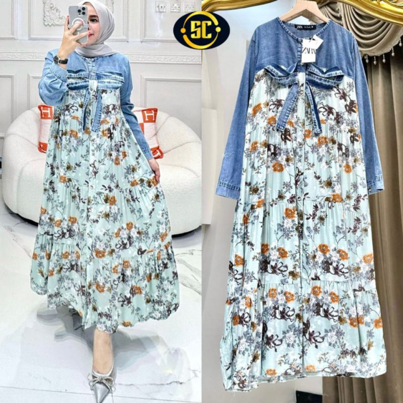 DRESS WANITA JELIKA JEANS MIX RAYON PREMIUM IMPORT TERBARU/GAMIS WANITA SUPER MEWAH IMPORT PREMIUM