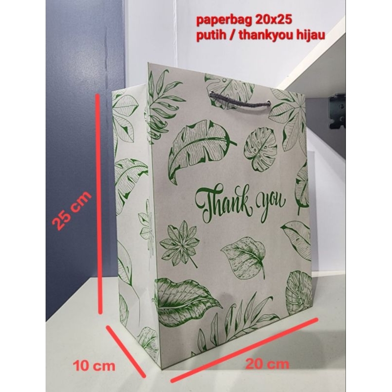 

paper bag 20x25 putih | Thankyou Hijau