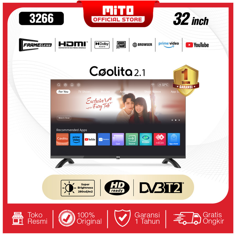 TV MITO Android / Smart LED TV 32 Inch youtube