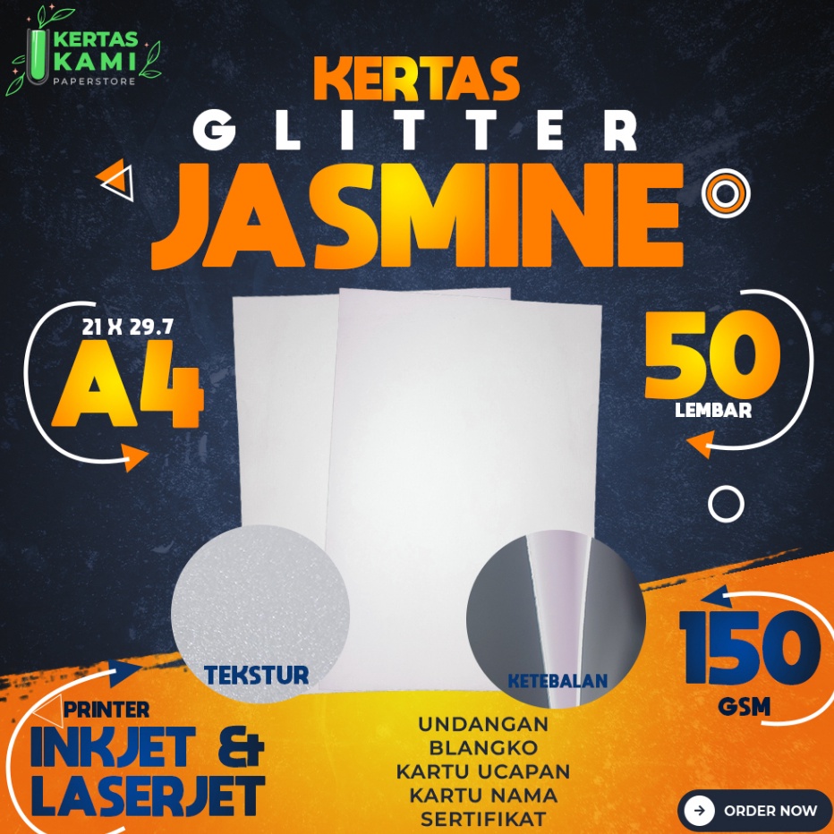 

55 COD Kertas Jasmine Glitter 15 gsm A4 isi 5 lembar Kertas Jasmine Glitter Putih A4 15 gram Kertas Blangko Undangan Karton Ijasah Sertifikat Flower ukuran A4