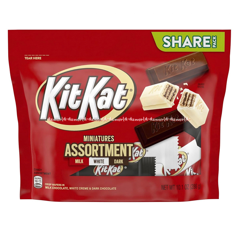 

Kitkat Miniatures Assortment 286gr Milk White Dark Coklat Krim Kemasan Kecil Kit Kat