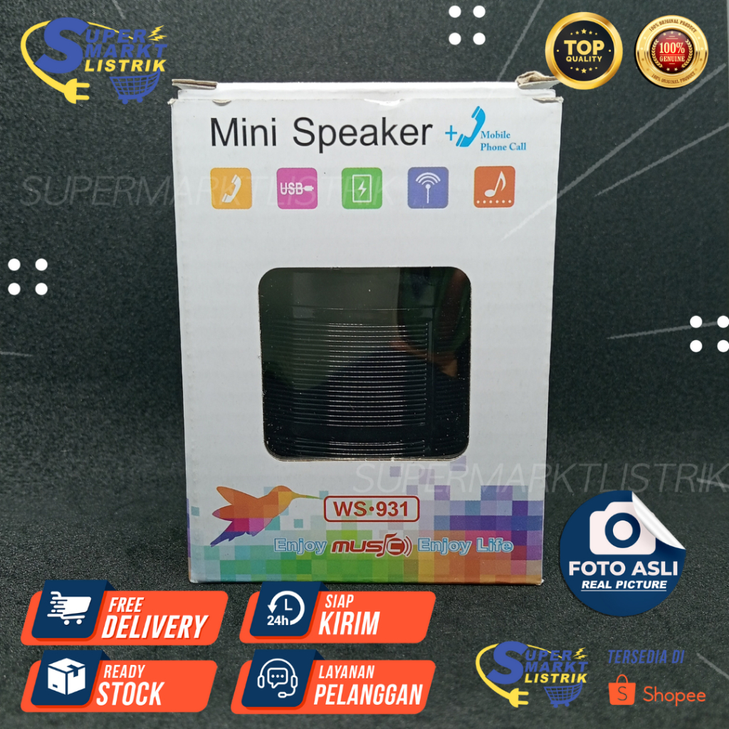 Mini Speaker Plus Mobile Phone Call Fleco Hitam WS 931