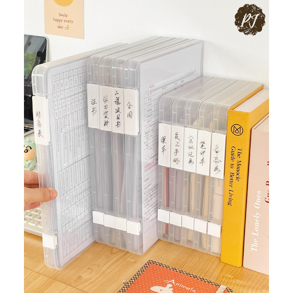 

Kotak Folder Rak Buku Alat Tulis Map Kertas A4 A5 Transparan / Clear Plastic File Box Transparent Organizer