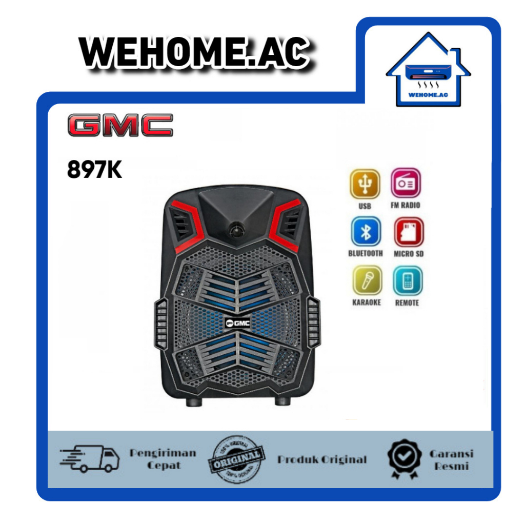 Speaker Portable Bluetooth GMC 897K Ukuran 8 inch Spiker Aktif GMC