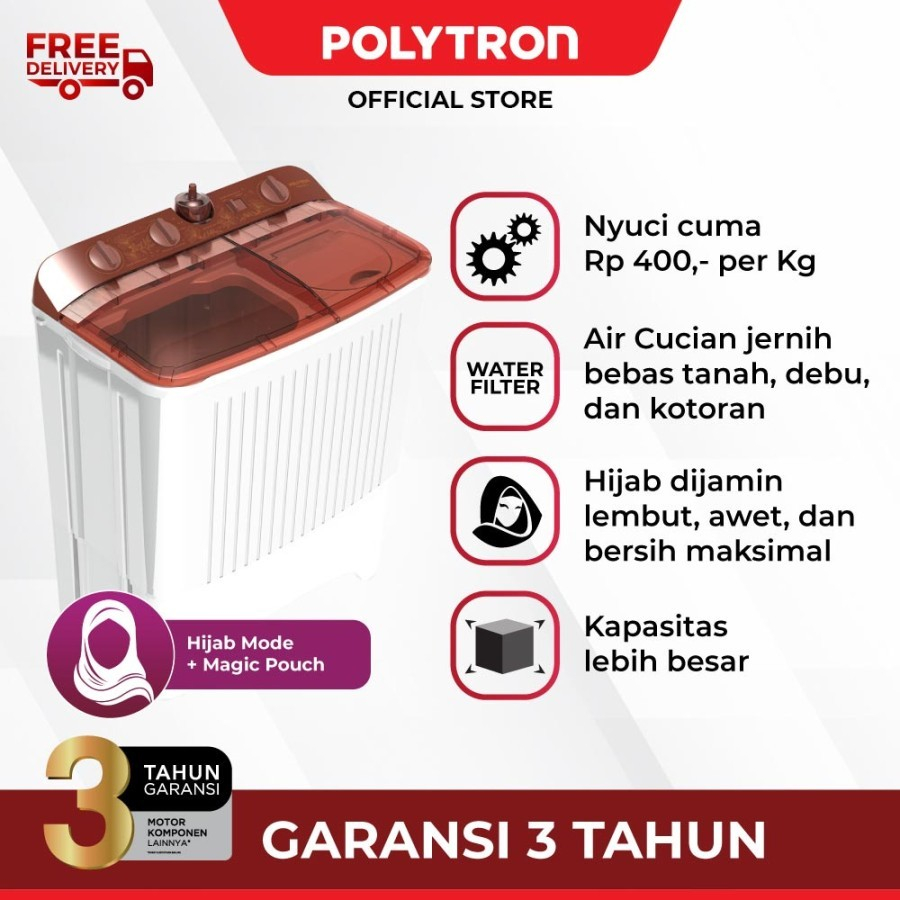 MESIN CUCI POLYTRON PWM 9072 / POLYTRON MESIN CUCI 2 TABUNG PWM 9072N [9KG]