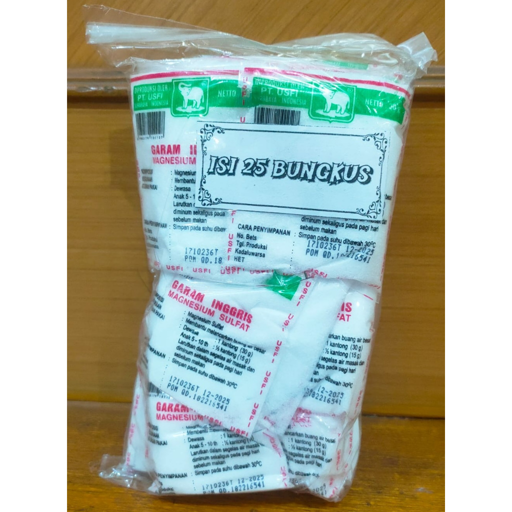 Garam Inggris Magnesium Sulfat 25's Sachet - Obat Sembelit / Obat Pelancar Bab / Obat Konstipasi / O