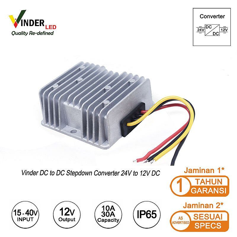 VINDER 24V to 12V dc step down converter 24V to 12V 24 to 12 volt / Penurun Tegangan dari 24V ke 12V