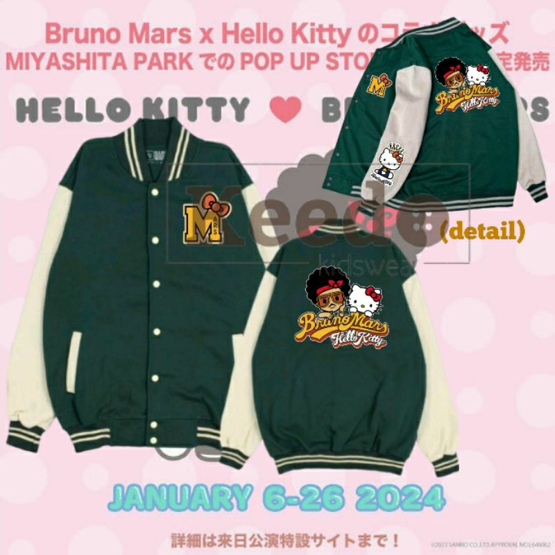 KEEDO JAKET VARSITY BASEBALL BRUNOMARS X HELLO KITTY / OUTER  JACKET BASEBALL JAPAN BRUNO MARS UNOFF