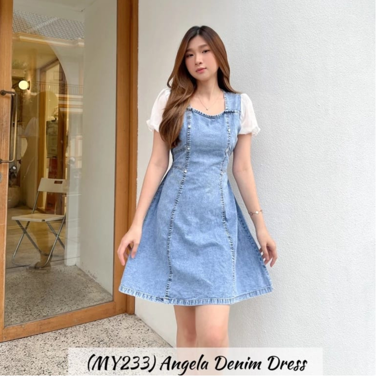 COD-DRESS JEANS WANITA COMBINASI SIFON/DRESS A-LINE MINI