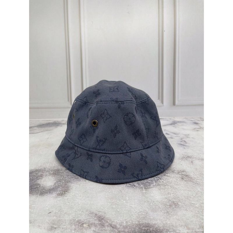 Topi bucket eLv11 m0n09ram reversible ~bolak balik blue navy