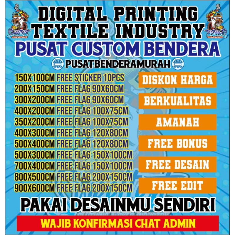 TERMURAH  BENDERA UK 200X300cm, BENDERA CUSTOM TERMURAH, BENDERA SHOLAWAT, BENDERA SYEKHERMANIA, GIA