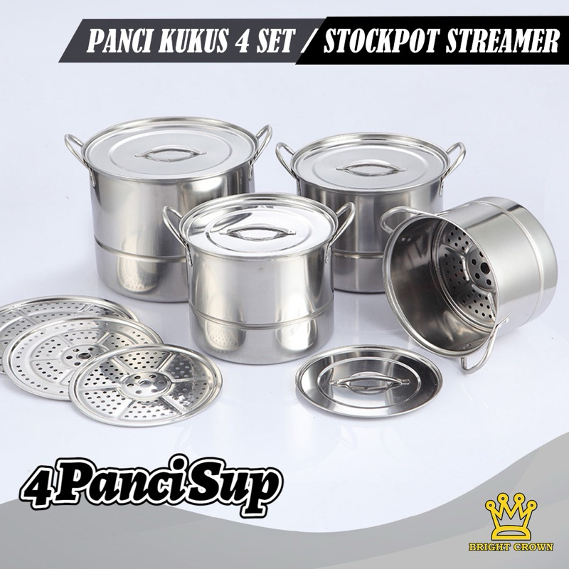 Panci Set isi 4 Stainlis Serbaguna Multi Cooker White Tiger