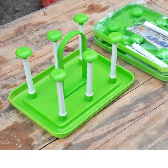 Tempat Gelas Stand Gelas Plastik Segi Oval 6 Stick Stand Gelas Kaca Rak Gelas Persegi Oval 6 Tiang |