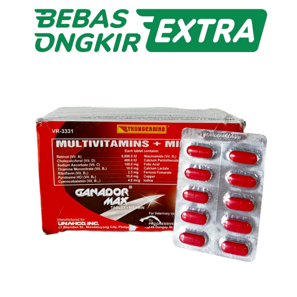 GANADOR MAX MERAH (1 STRIP) - Doping vitamin ayam multivitamins + minerals