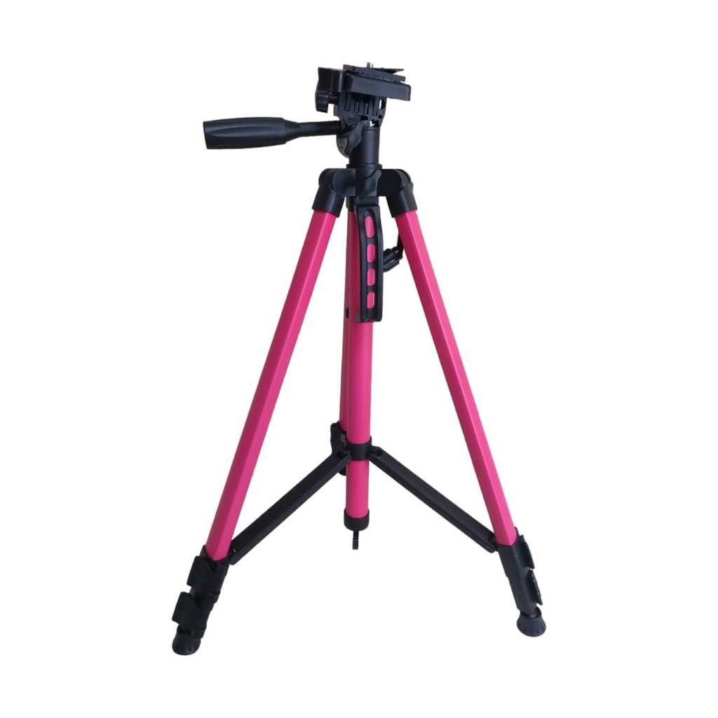 Tripod 3366 140cm Kamera/Handphone +Holder U dan Sarung Tripod-MERAH MUDA