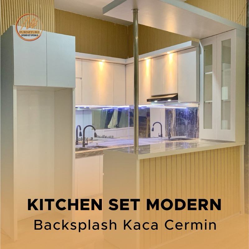KITCHEN SET MINI BAR MINIMALIS DAPUR KECIL Backsplash Kaca Cermin - Kitchen Set Garut