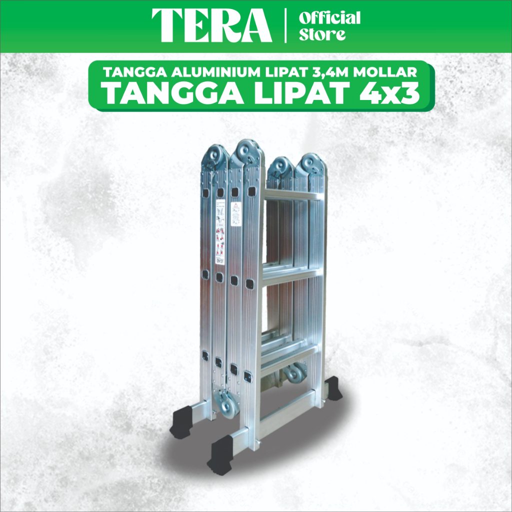 Tangga Lipat Multifungsi Aluminium Almunium 3.4M Mollar 4x3 Multipurpo Tangga Aluminium Alumunium 3.